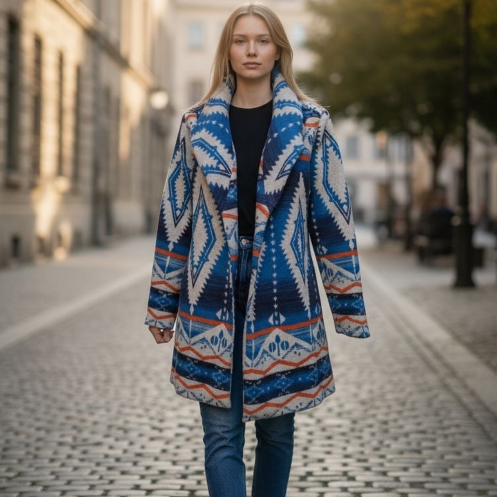 Ariat Blue and White Patterned Coat